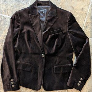 Jones New York Dark Brown Velour Blazer/Jacket/Suit Jacket, Size 10